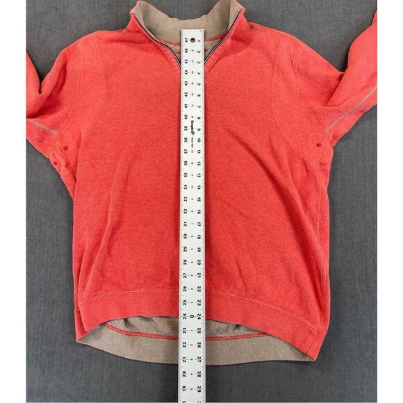 Tommy Bahama‎ Reversible Quarter Zip Pullover Men L Coral Tan Coastal Loungewear - Picture 5 of 11
